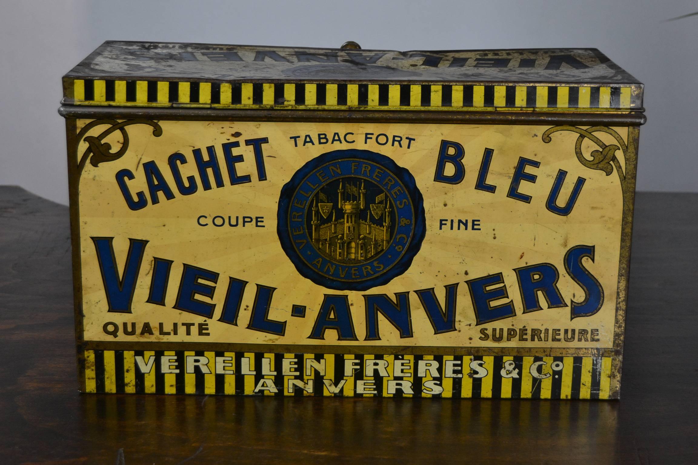 20th Century 1920s Tobacco Tin Box, Antwerp, Belgium