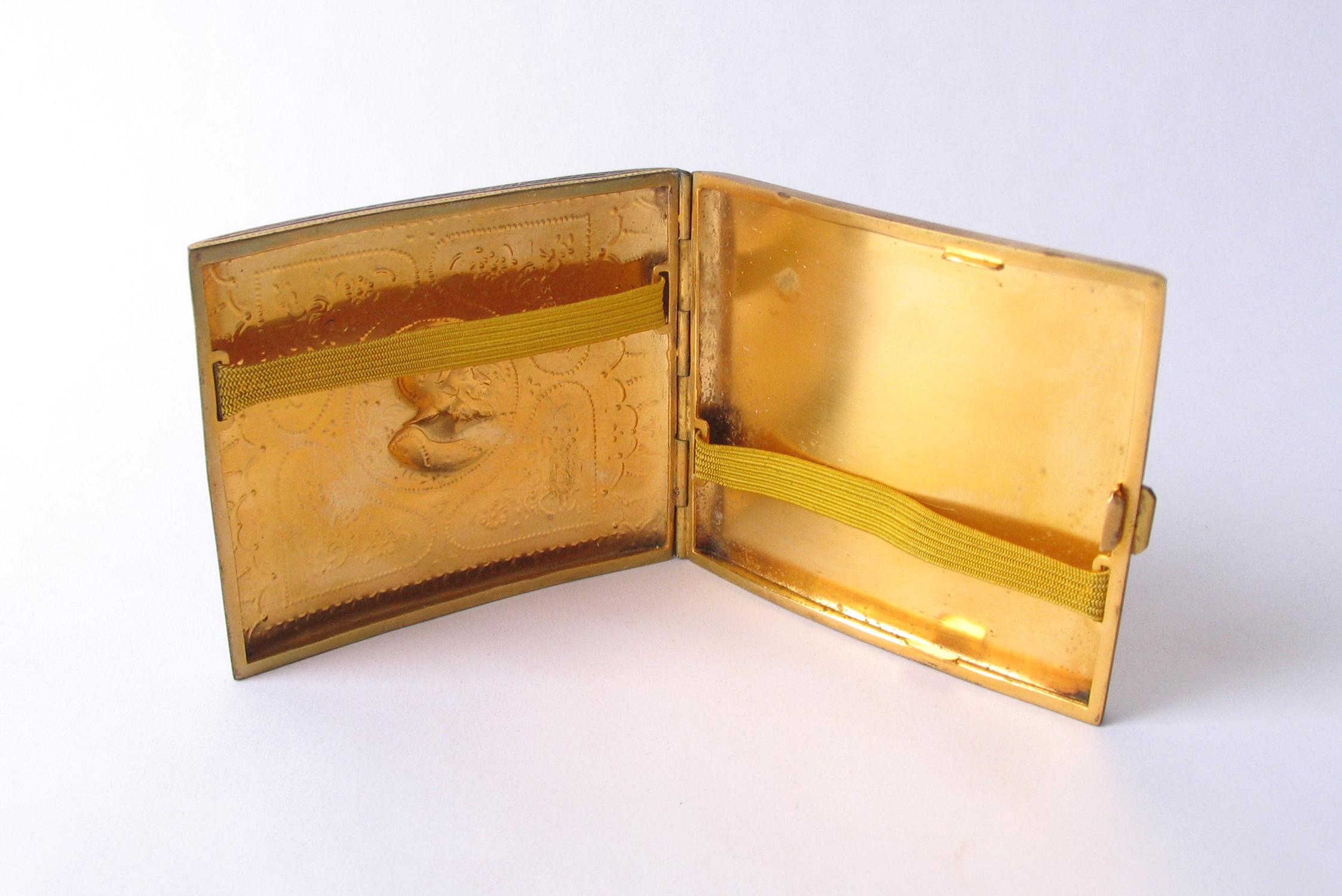 Moorish 1920s Toledo Damascened Gold Inlay Cigarette Case