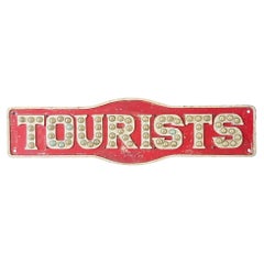 1920s “TOURISTS” Cast Metal Sign Glass Cat Eye Reflectors Boarding House Sign