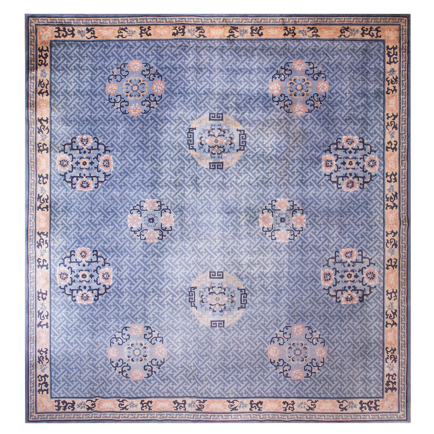 1920s Traditional Blue Lattice Antique Chinese Art Deco Rug 13
6"x14
3" Carpet For Sale