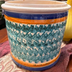 1920s Traditional Hand-Painted Ceramic Sicilian Big Salt Container from Patti