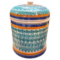 Antique 1920s Traditional Hand-Painted Ceramic Sicilian Big Salt Container from Patti