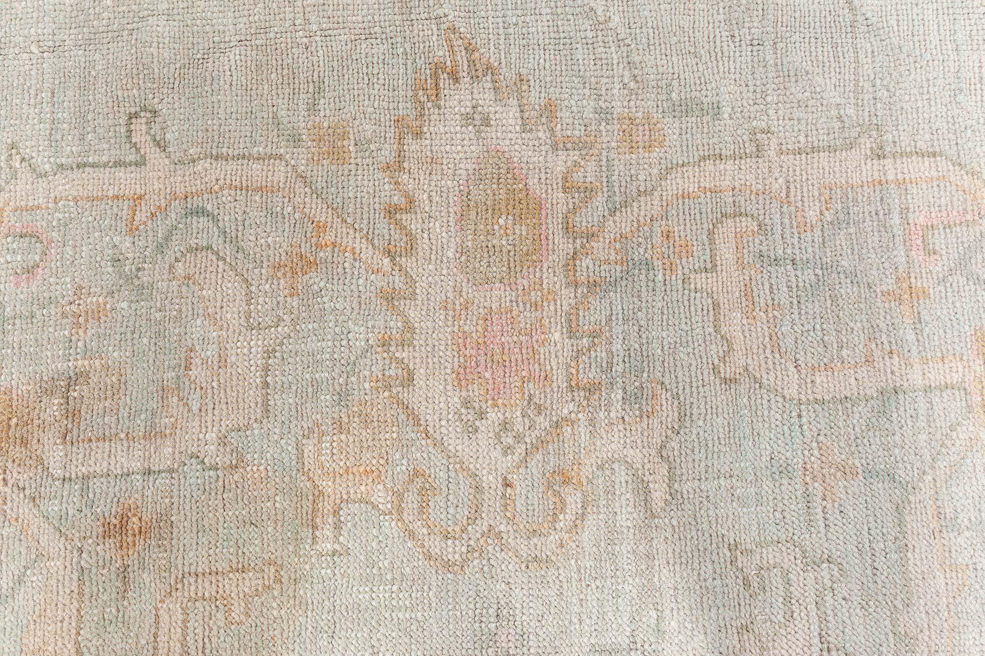 Hand-Knotted 1920's Turkish Oushak Rug Doris Leslie Blau For Sale