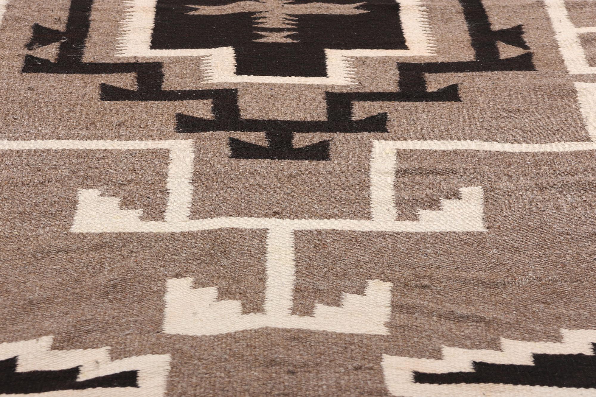 Hand-Woven Antique Two Grey Hills-Inspired Southwest Modern Rug Early 20th Century For Sale