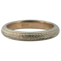 1920s Two-Tone 14 Karat Gold Wheat Pattern Wedding Band Ring