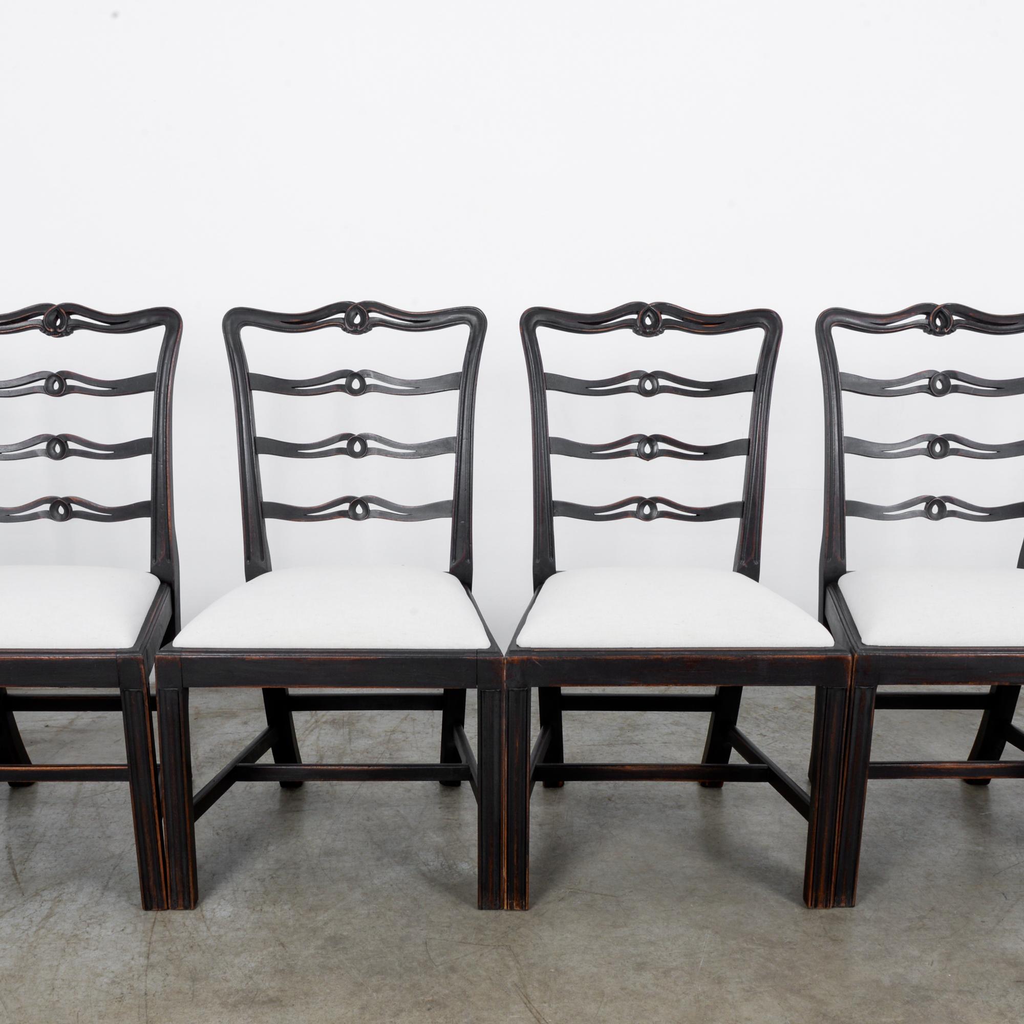 Early 20th Century 1920s Upholstered Dining Chairs, Set of Six