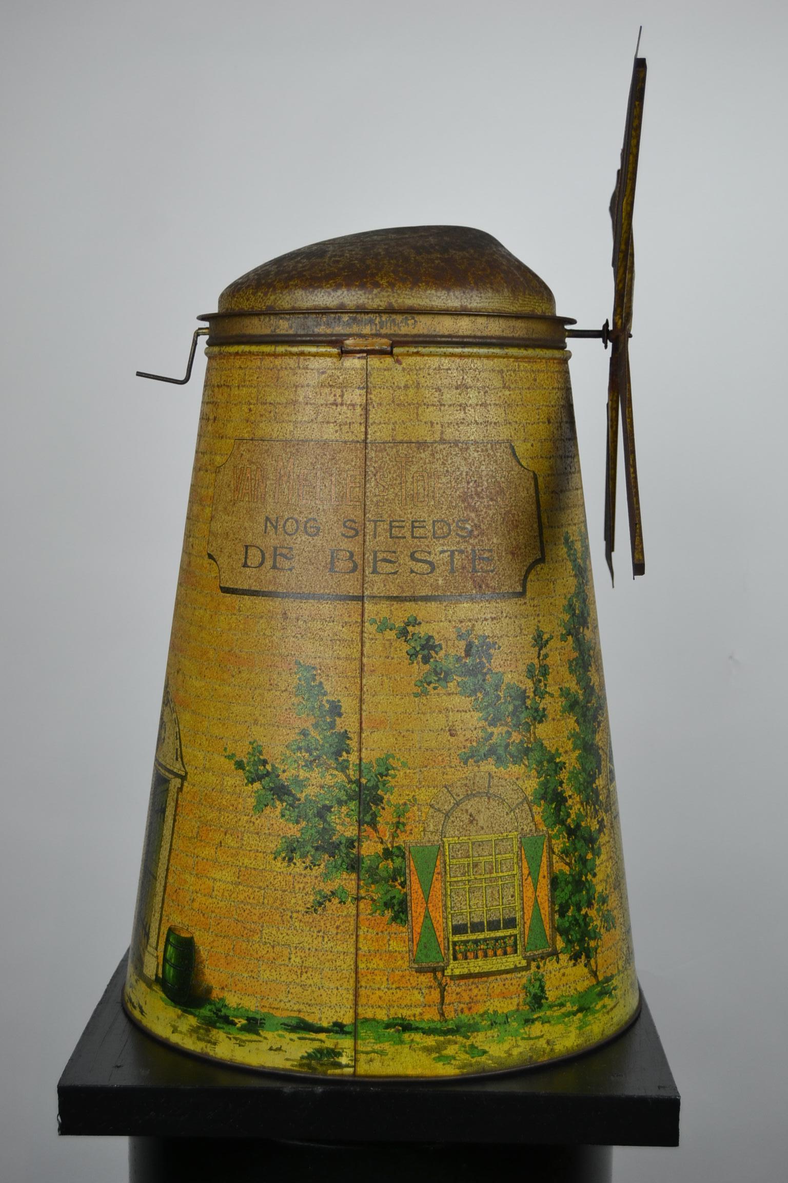1920s Van Melle's Toffees Tin - Antique Candy Box Holland - Dutch Windmill  For Sale 2
