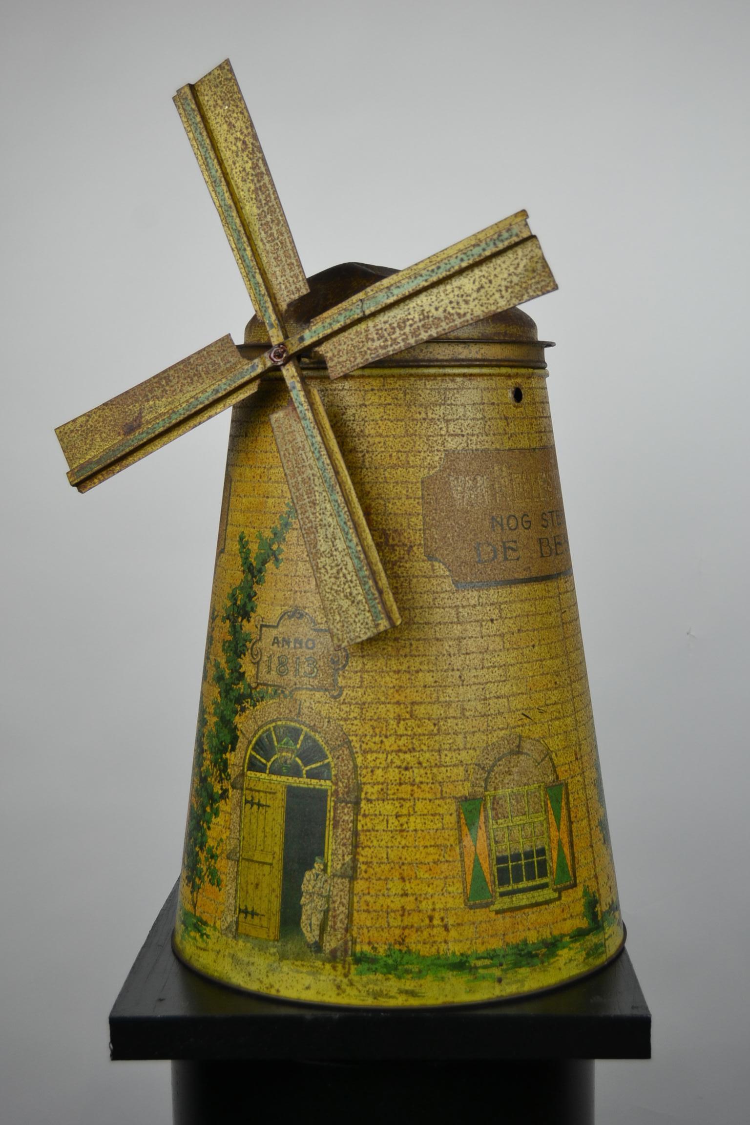 1920s Van Melle's Toffees Tin - Antique Candy Box Holland - Dutch Windmill  For Sale 7