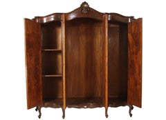 1920s Venetian Baroque Wardrobe Carved Walnut, Attributed Testolini & Salviati