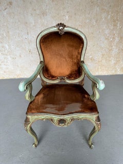 1920's "Venetian" Style Armchair in Brown Velvet