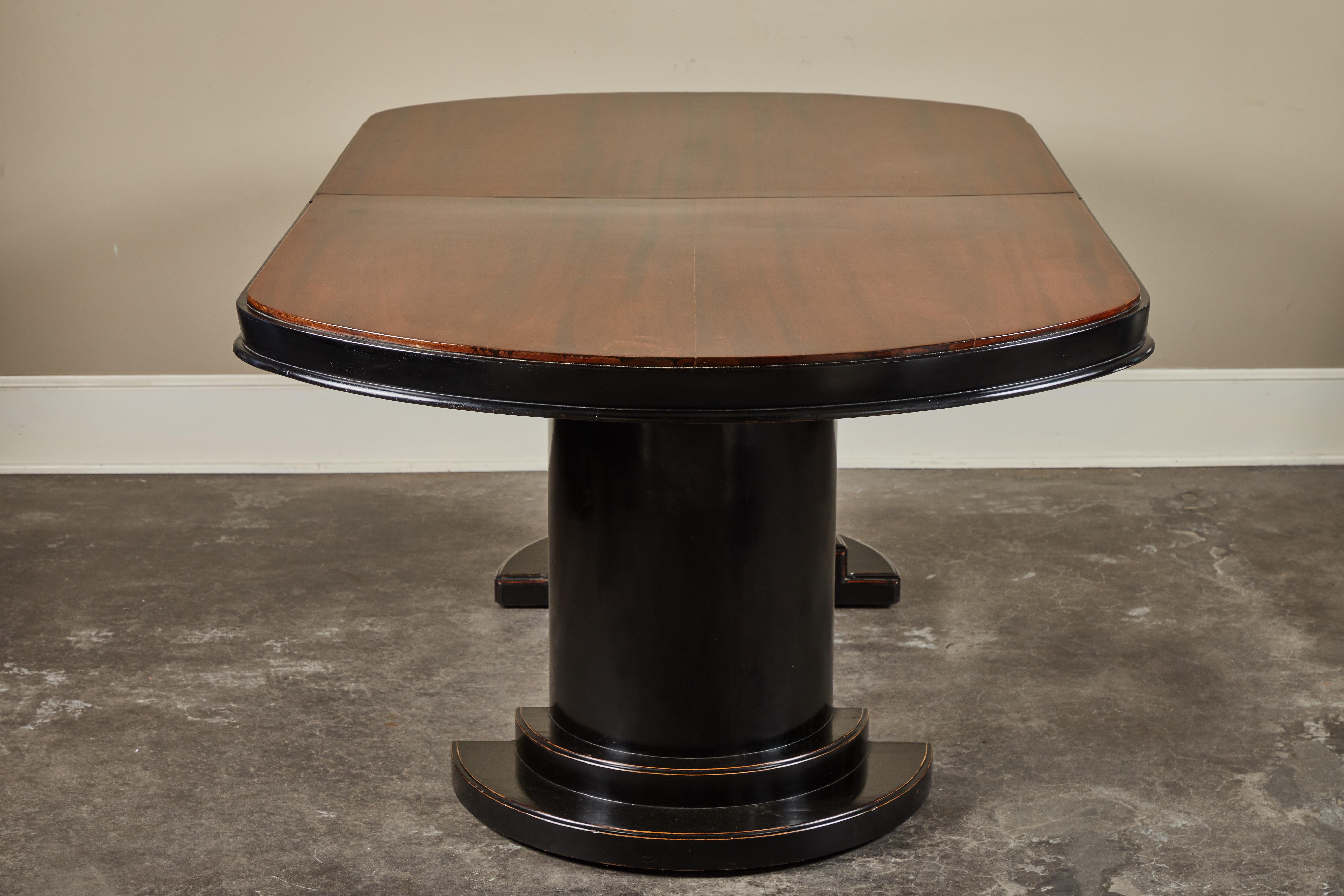 1920s Vietnamese Art Deco Dining Table with Leaf In Good Condition In San Marino, CA