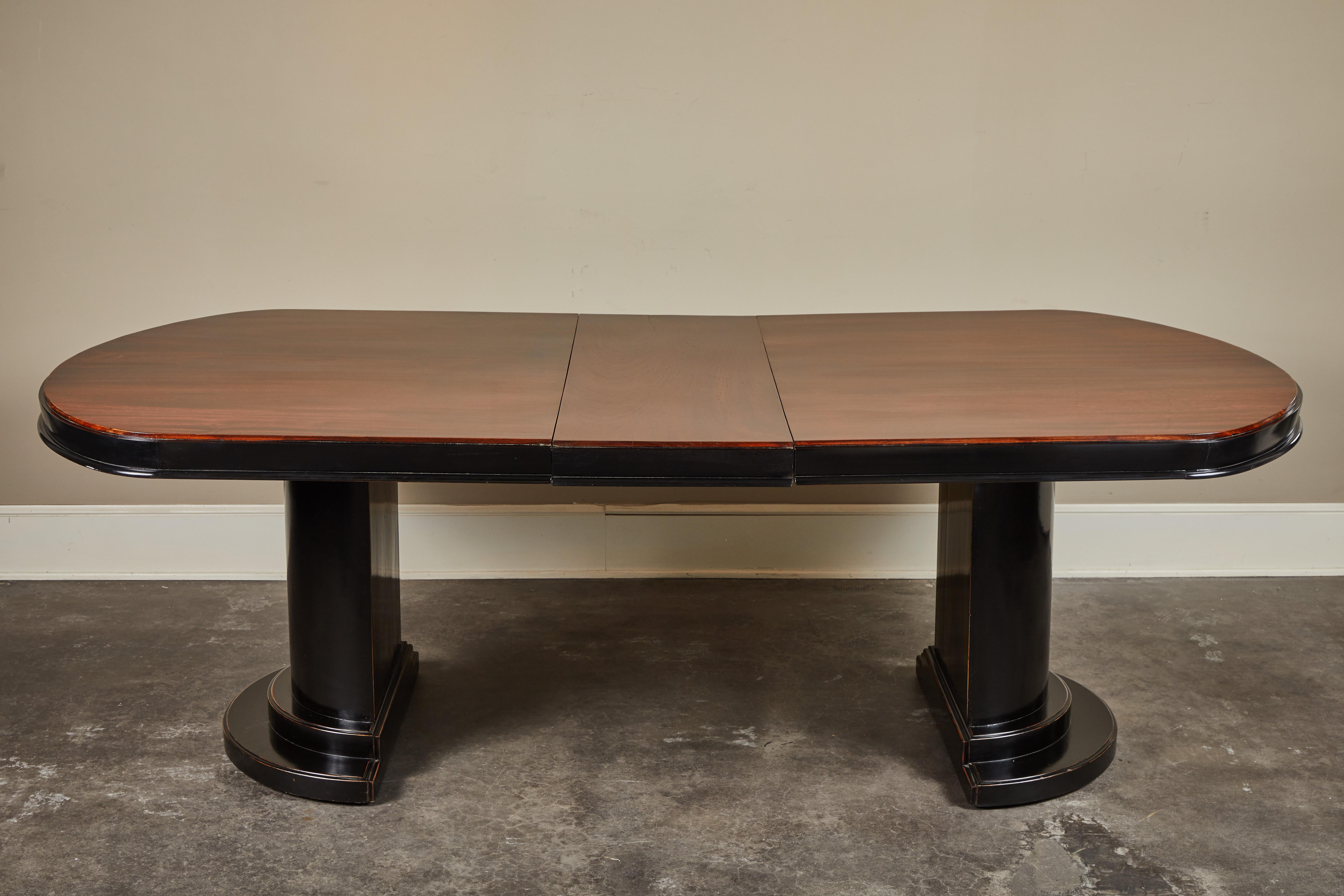 20th Century 1920s Vietnamese Art Deco Dining Table with Leaf