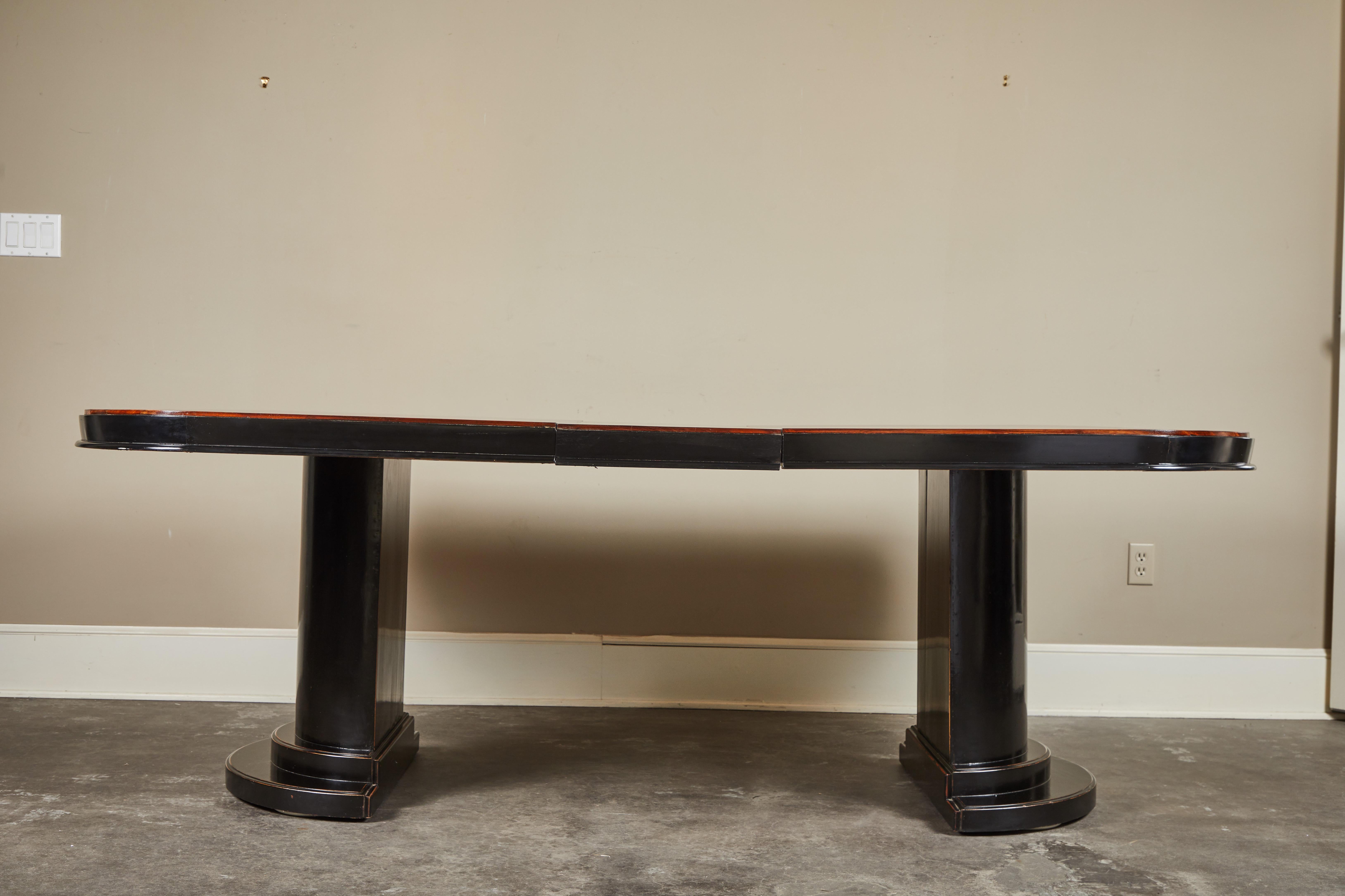 Rosewood 1920s Vietnamese Art Deco Dining Table with Leaf