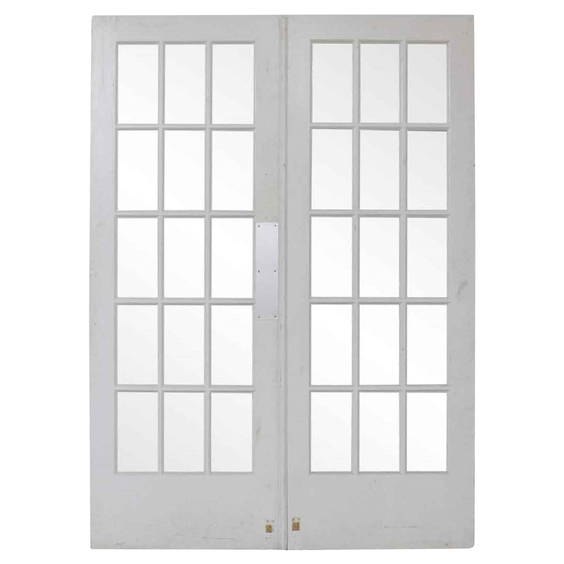 1920s Vintage 15 Lite White Double French Doors