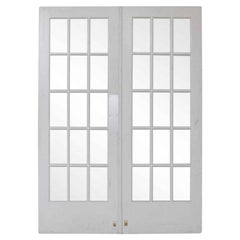 1920s Antique 15 Lite White Double French Doors