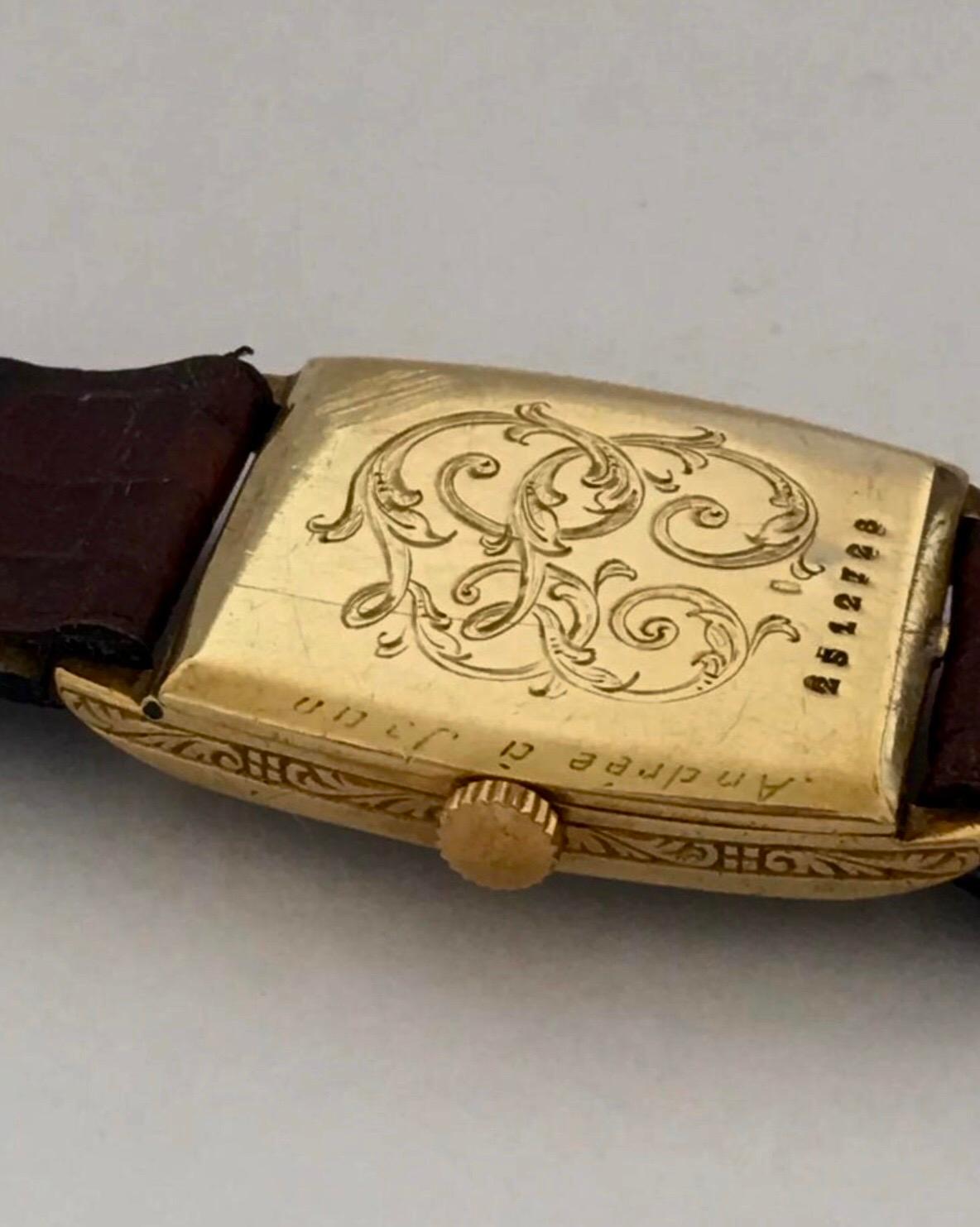 1920s Vintage 18 Karat Gold Tiffany & Co. Eterna Hand-Winding Wristwatch 4