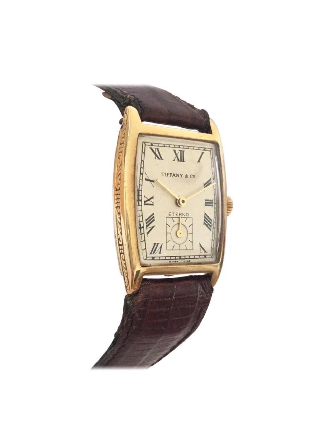 1920s Vintage 18 Karat Gold Tiffany & Co. Eterna Hand-Winding Wristwatch 5