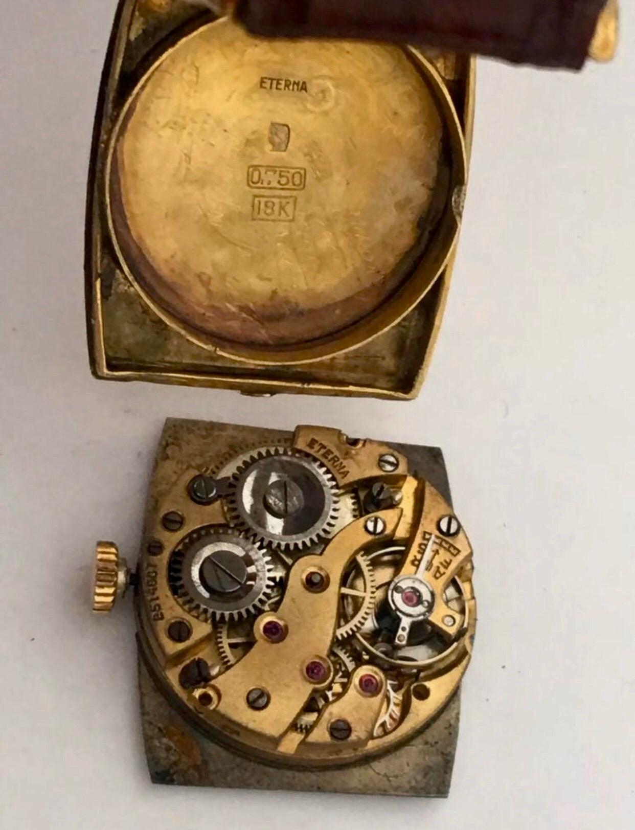 Women's or Men's 1920s Vintage 18 Karat Gold Tiffany & Co. Eterna Hand-Winding Wristwatch