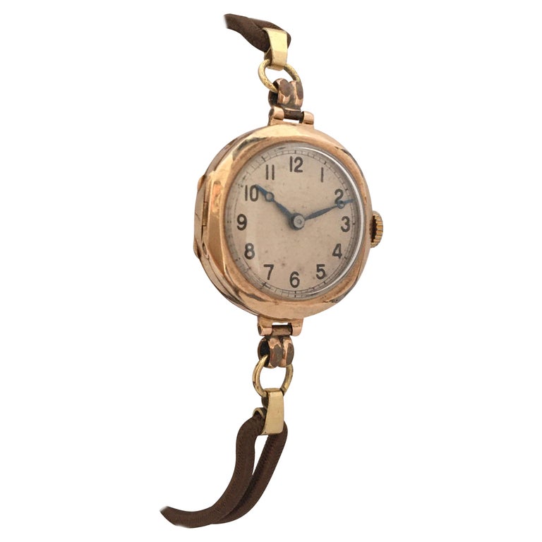 1920s Vintage 9 Karat Gold Manual Winding Ladies Trench Watch For Sale At 1stdibs