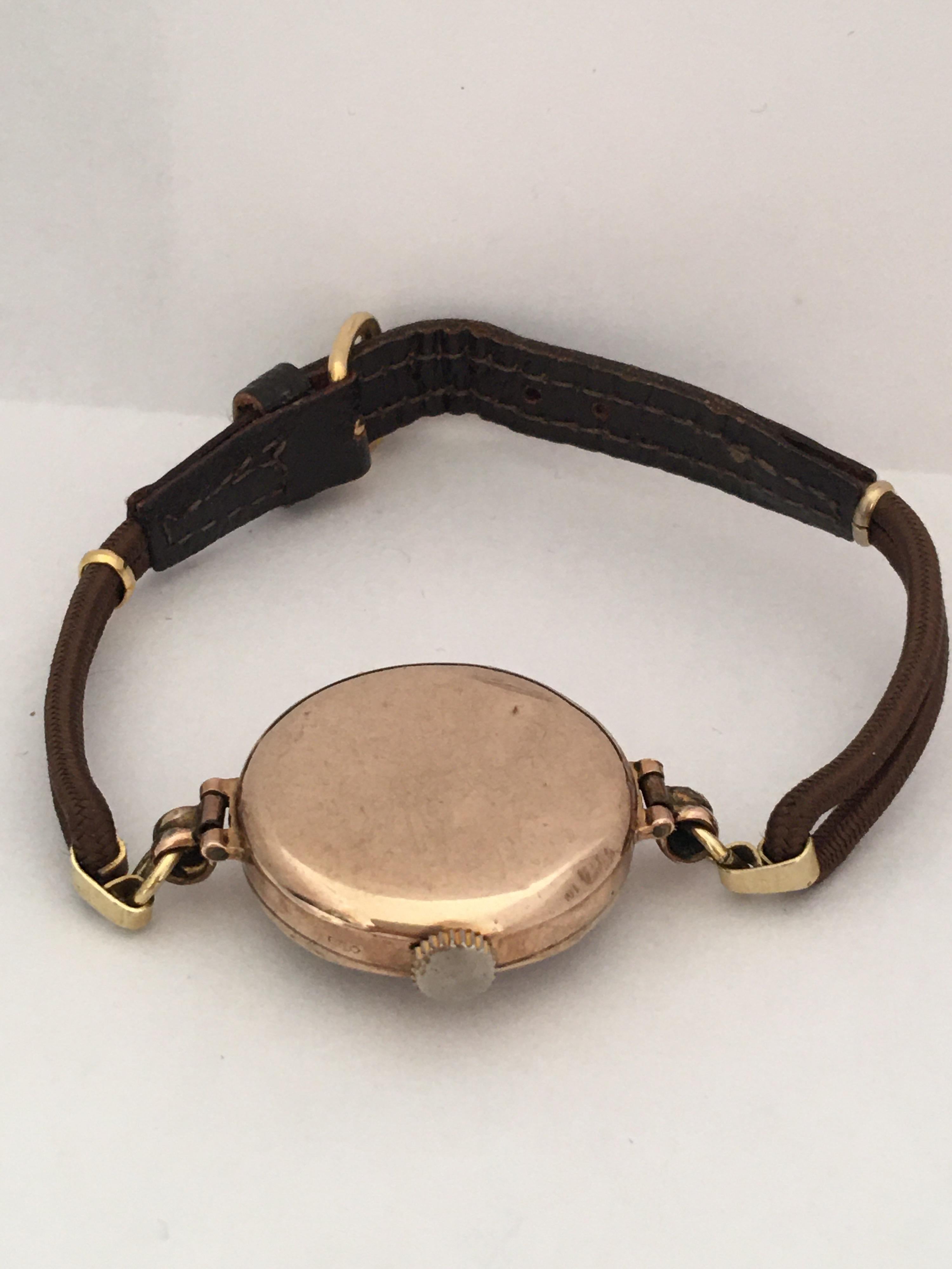 1920s Vintage 9 Karat Gold Manual Winding Ladies Trench Watch In Good Condition In Carlisle, GB