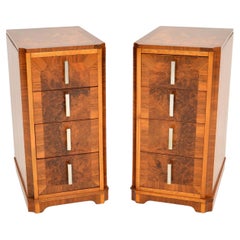 1920s Used Art Deco Burr Walnut Bedside Chests
