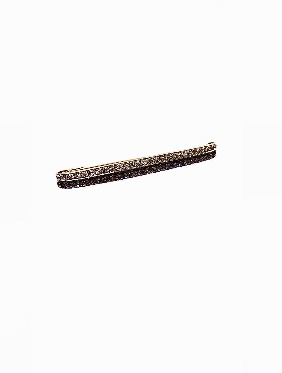 1920's Vintage Art Deco Platinum 18K Yellow Gold Old European Diamond Tie Bar  For Sale 6