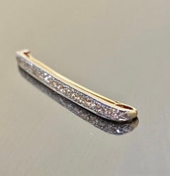 1920's Vintage Art Deco Platinum 18K Yellow Gold Old European Diamond Tie Bar
