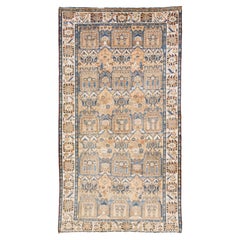 1920s Vintage Bakhtiari Handmade Medallion Tan Wool Rug (Tapis de laine)
