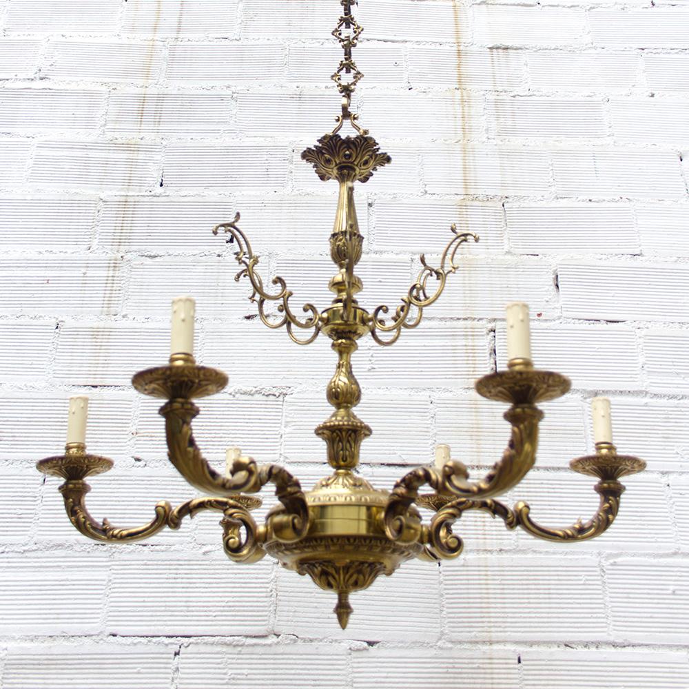 1920s Vintage Baroque Style Bronze Chandelier For Sale 5