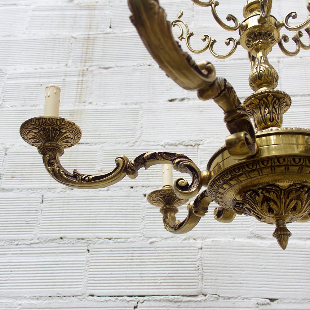 1920s Vintage Baroque Style Bronze Chandelier For Sale 6