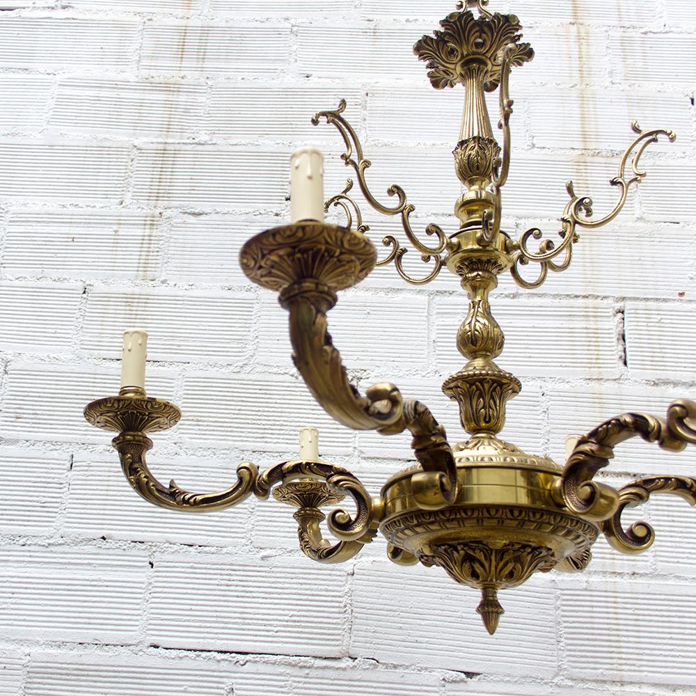 1920s Vintage Baroque Style Bronze Chandelier For Sale 7