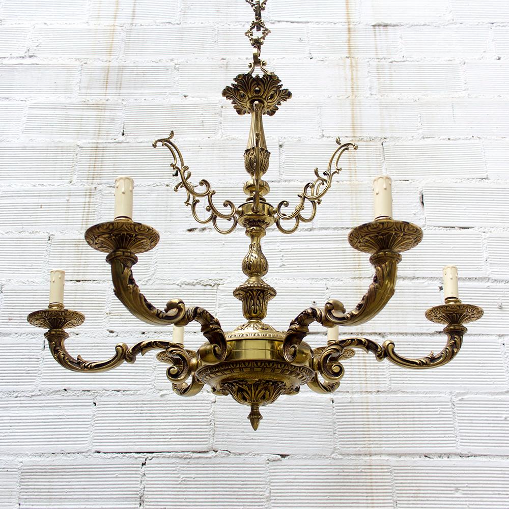 1920s Vintage Baroque Style Bronze Chandelier For Sale 8