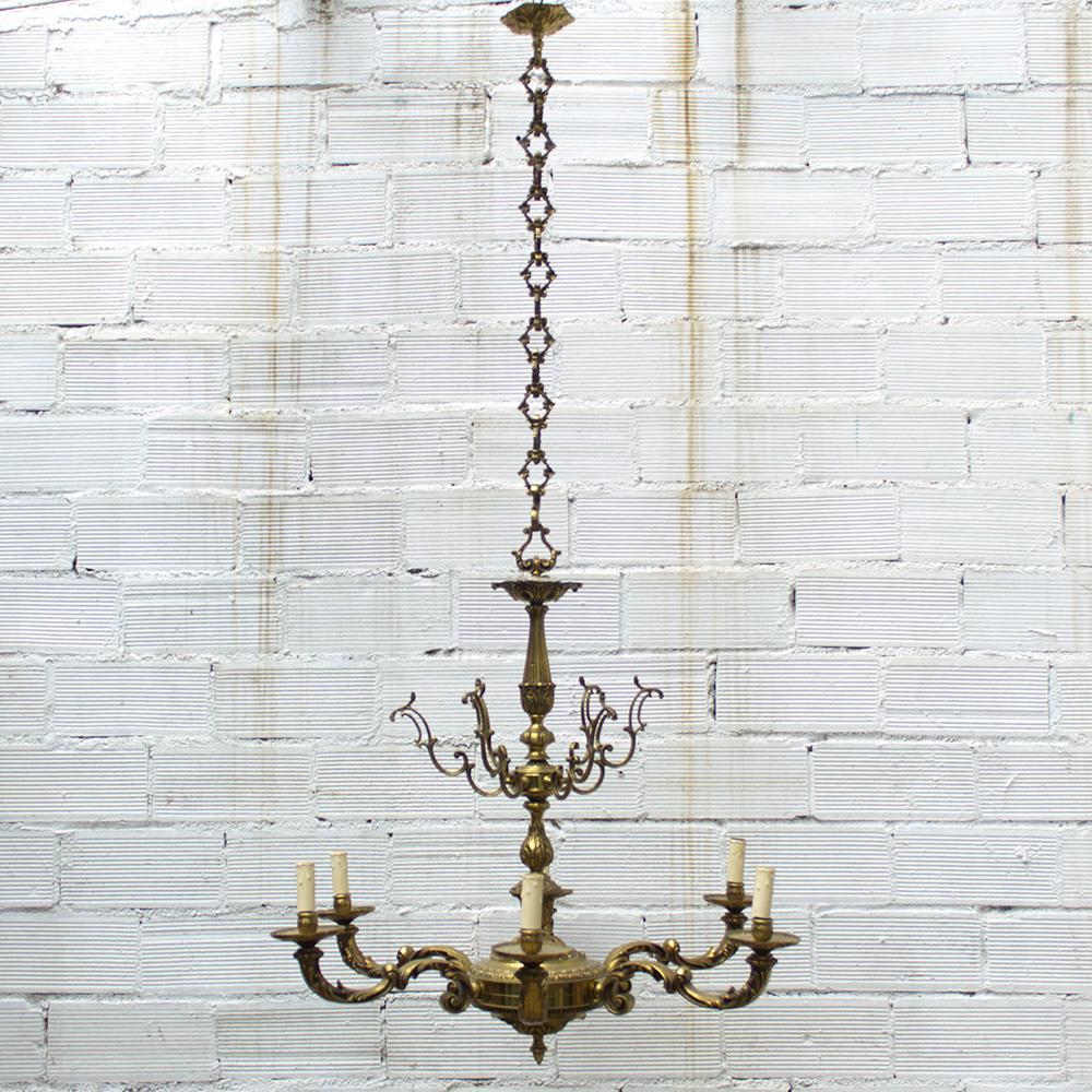 Early 20th Century 1920s Vintage Baroque Style Bronze Chandelier For Sale
