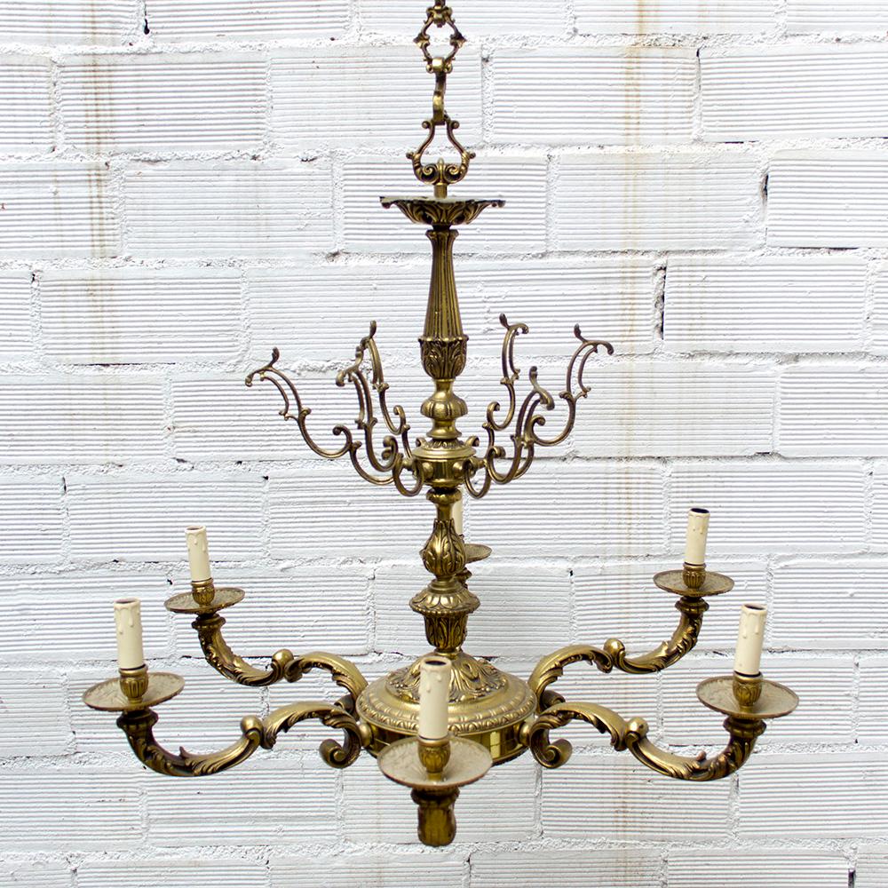 1920s Vintage Baroque Style Bronze Chandelier For Sale 1