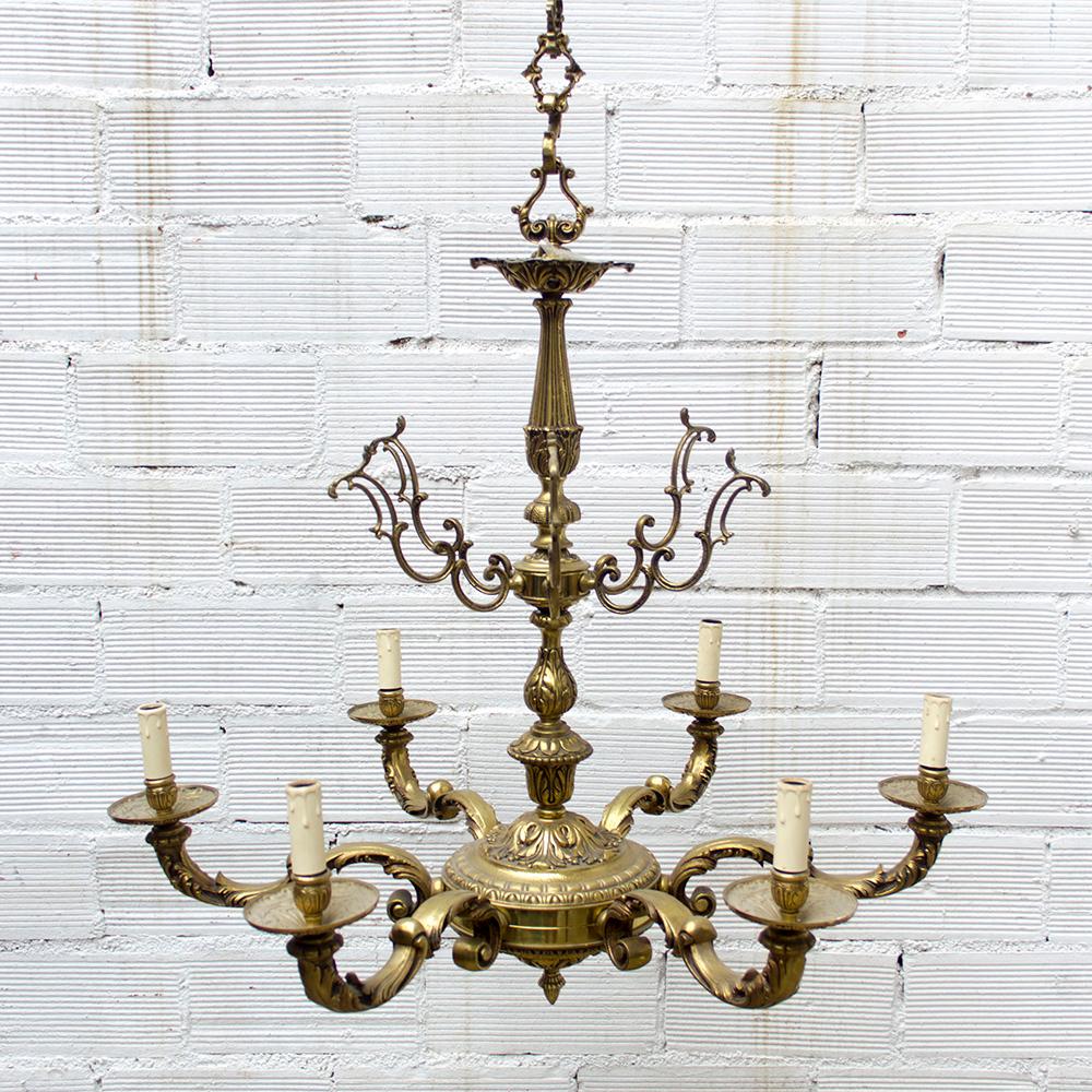 1920s Vintage Baroque Style Bronze Chandelier For Sale 2