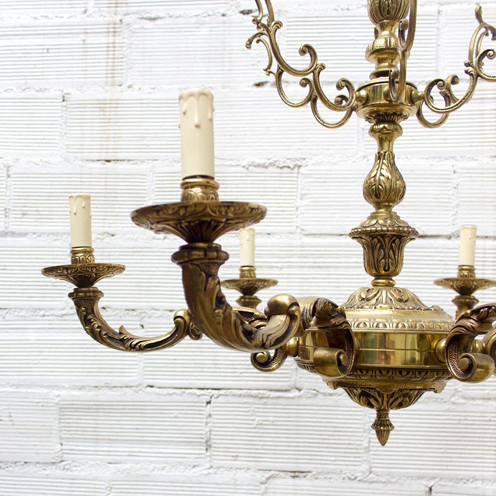 1920s Vintage Baroque Style Bronze Chandelier For Sale 3