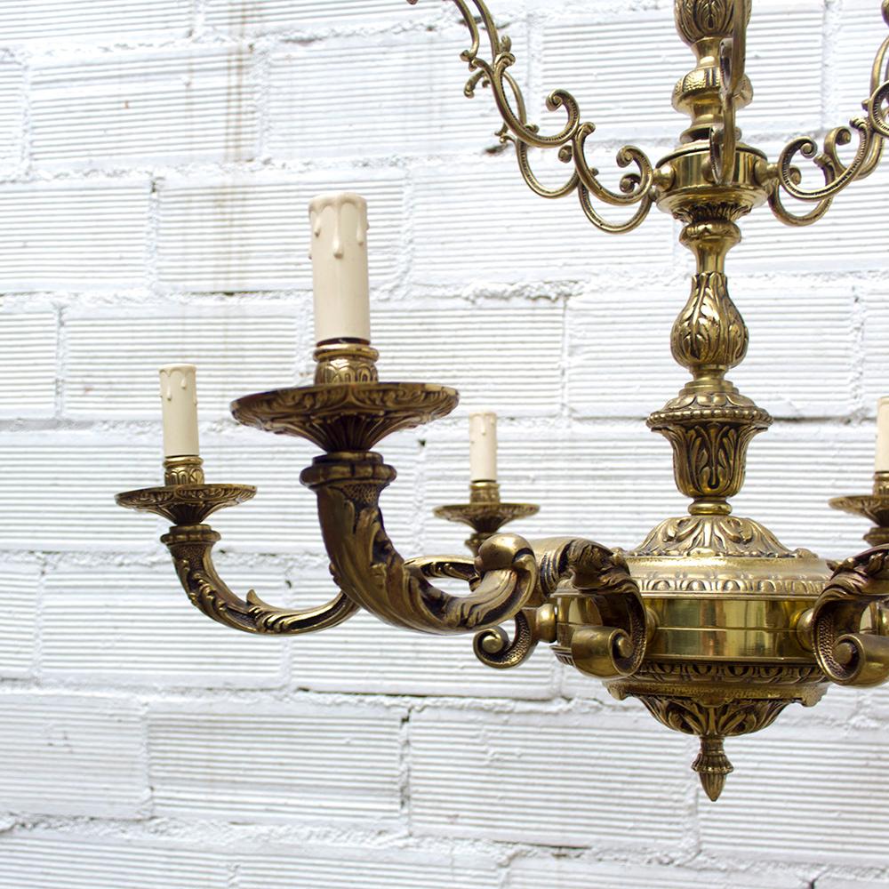 1920s Vintage Baroque Style Bronze Chandelier For Sale 4