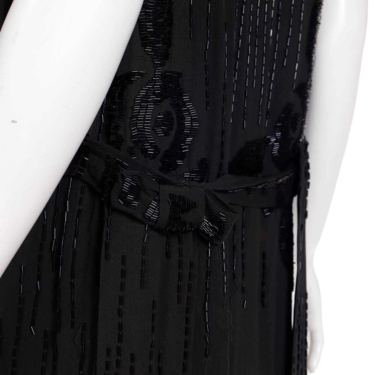 1920s Vintage Beaded Black Evening Dress 7