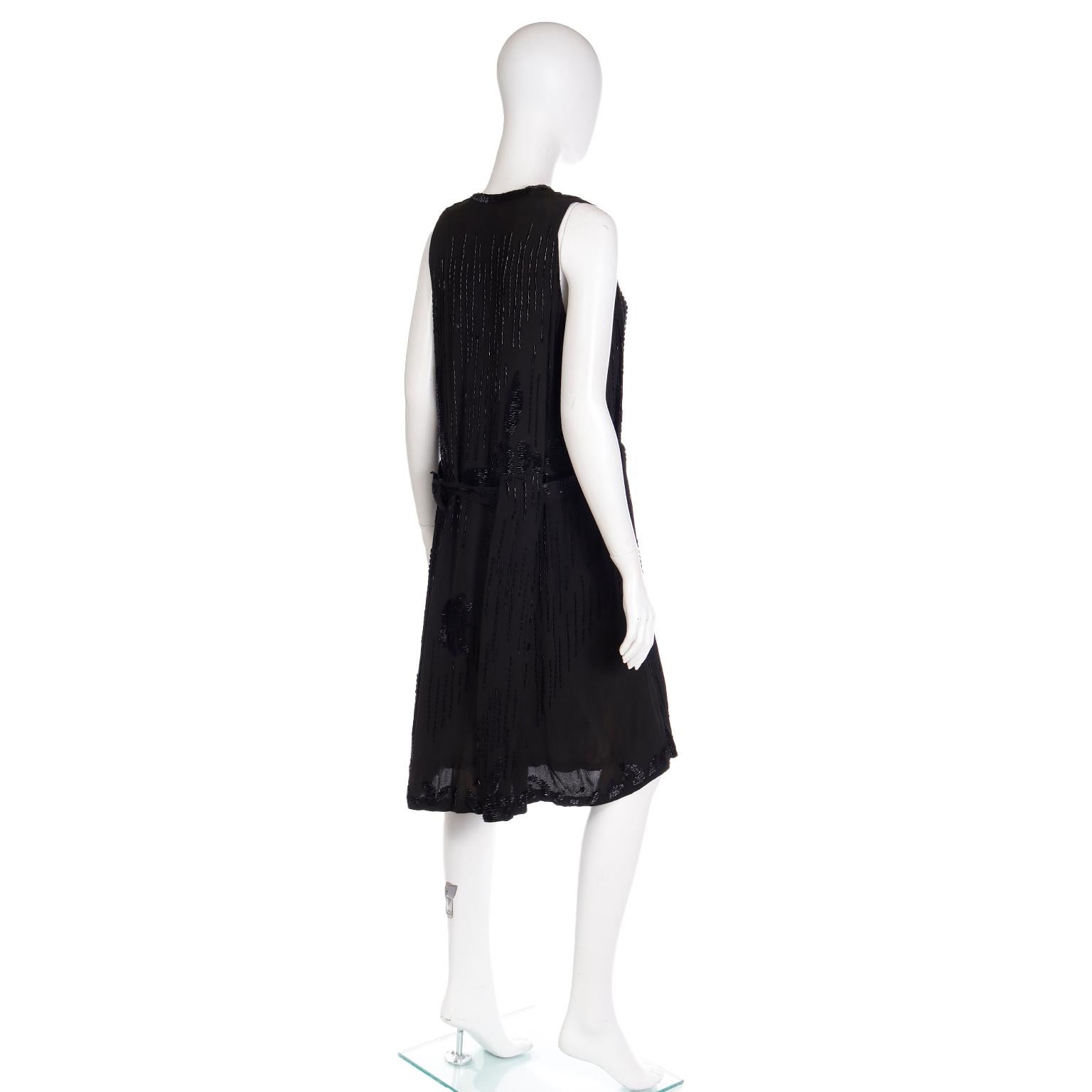 1920s Vintage Beaded Black Evening Dress 1