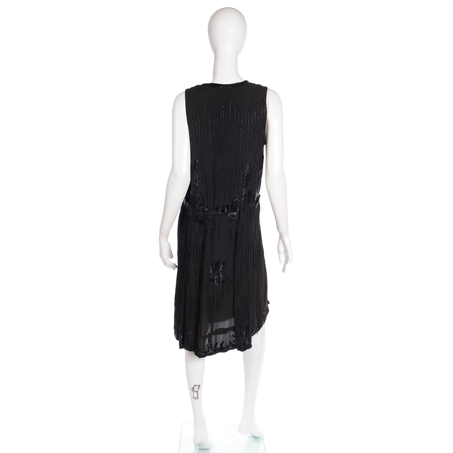 1920s Vintage Beaded Black Evening Dress 2