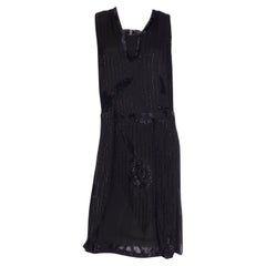 1920s Antique Beaded Black Evening Dress