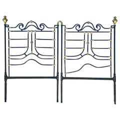 1920s Vintage Brass & Iron Queen Size Headboard