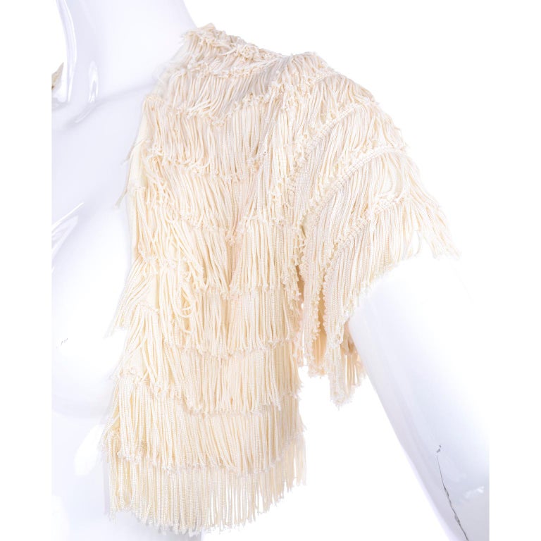 1920s Vintage Cream Fringe Cropped Bolero Top Jacket at 1stDibs cream