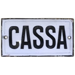 1920s Vintage Curved Italian Enamel Metal Sign "Cassa", ‘Cash Desk Sign’