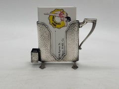 1920s Vintage Etched Sterling Silver Cigarette and Match Holder Signed with W