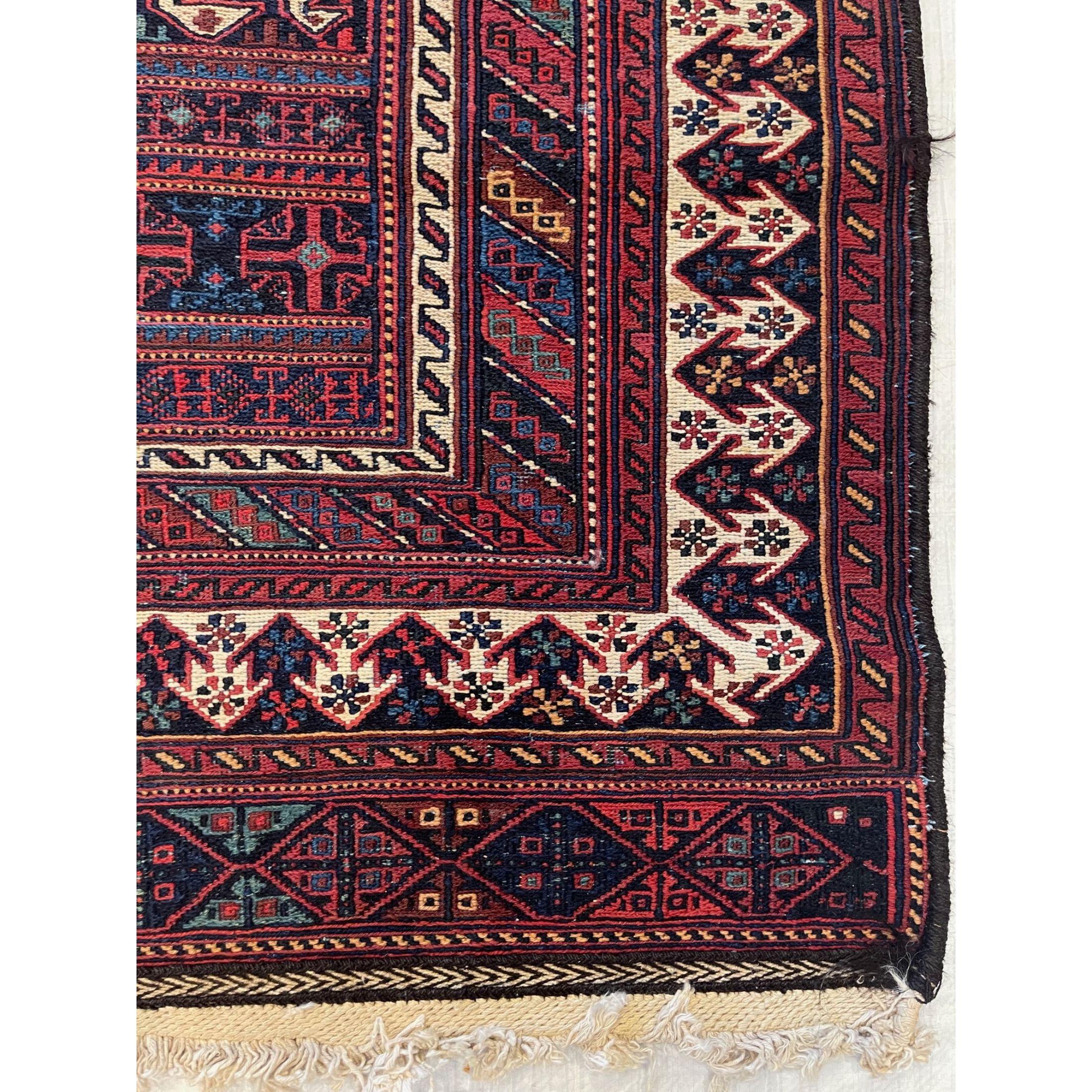 Tribal 1920s Vintage Flat Weave Decorative Soumak Rug For Sale