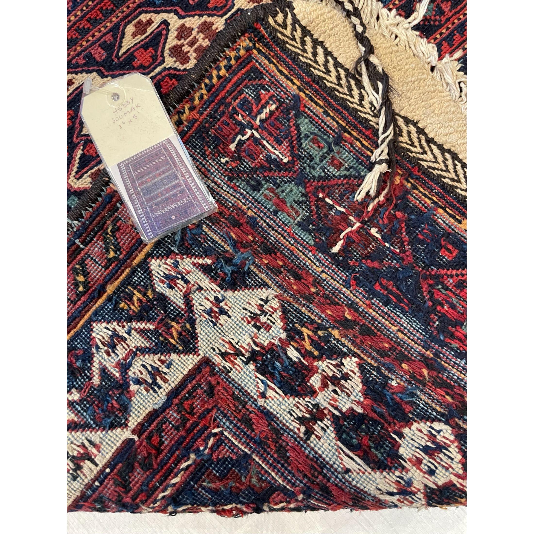 1920s Vintage Flat Weave Decorative Soumak Rug In Good Condition For Sale In Los Angeles, US