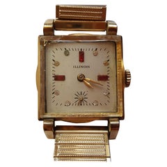 1920s Antique Illinois Watch Square Case, 10 Karat Gold-Plated