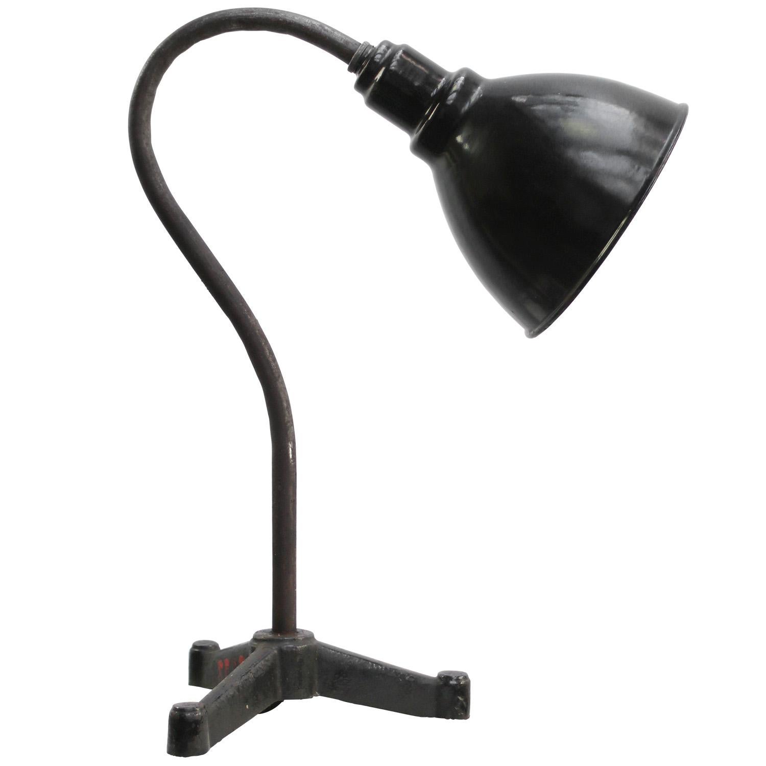Black enamel desk light 1920
2,5 meter black cotton flex, plug and switch

Also available with US/UK plug

Weight: 2.50 kg / 5.5 lb

Priced per individual item. All lamps have been made suitable by international standards for incandescent light
