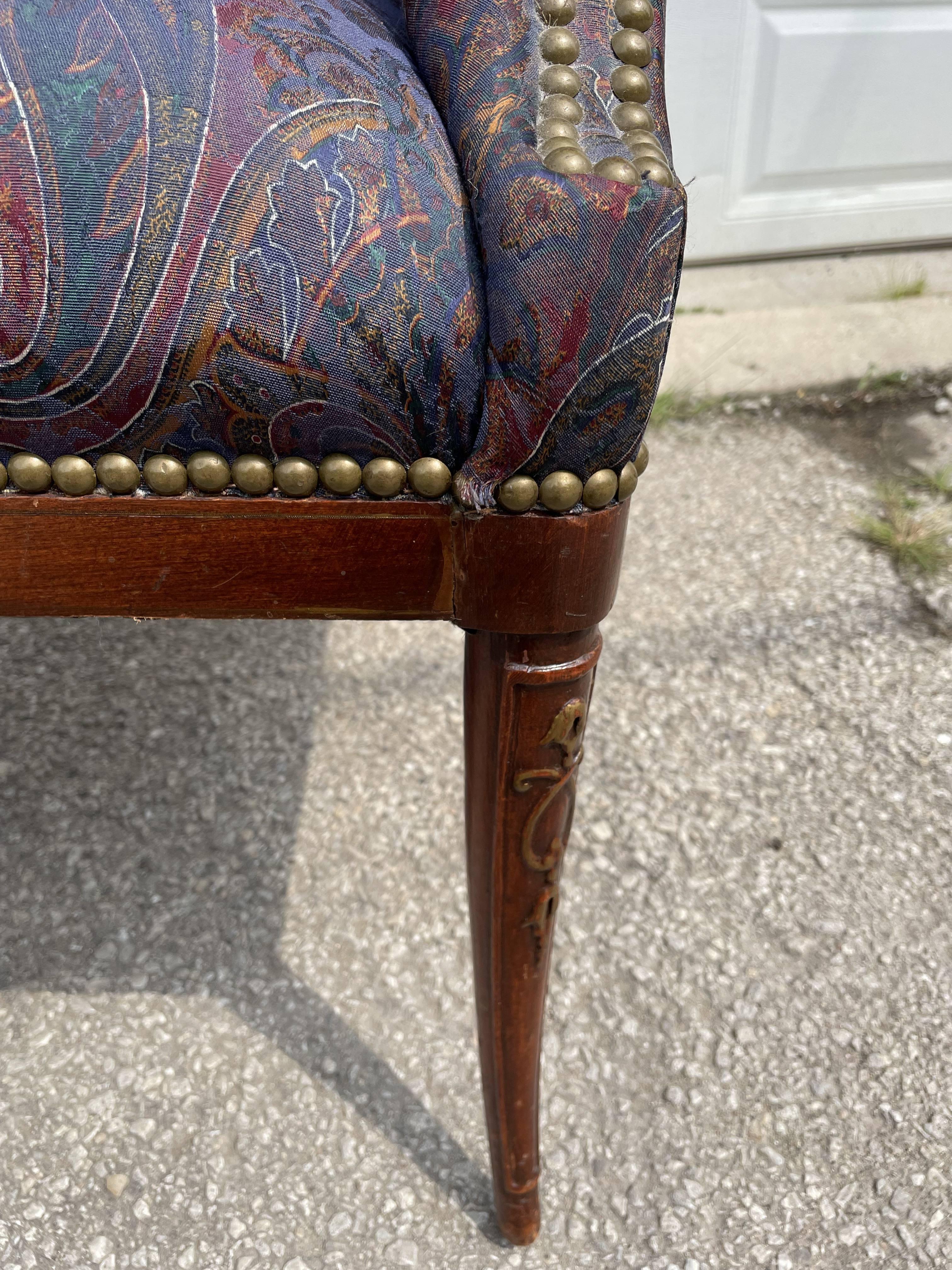 1920s Vintage Italian Chairs in Upholstery with Wood, a Pair 3